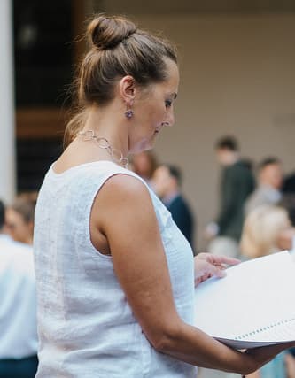 Sophie Heydel at a wedding ceremony